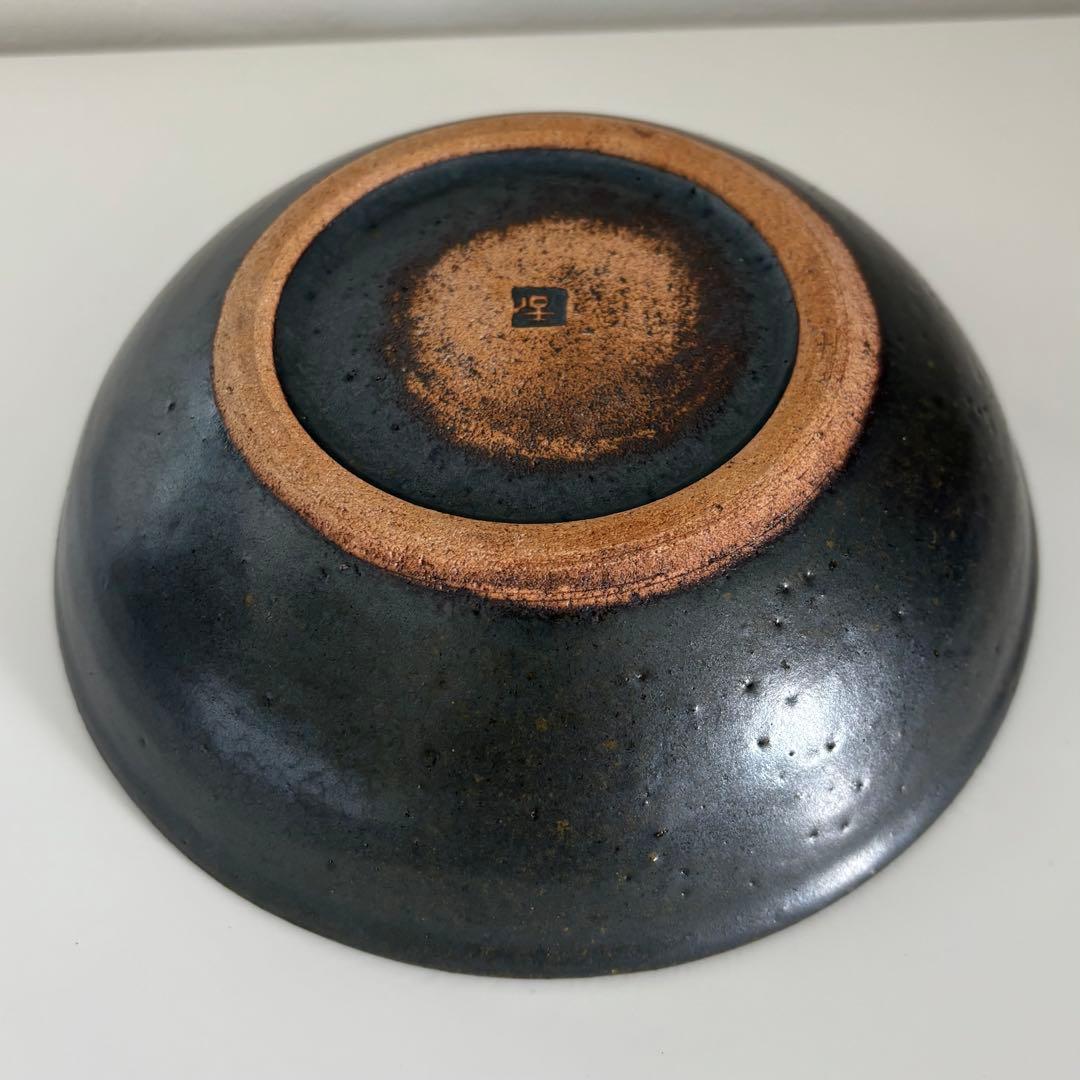 作家もの　樂久登窯　ペア　菊紋　丸深皿