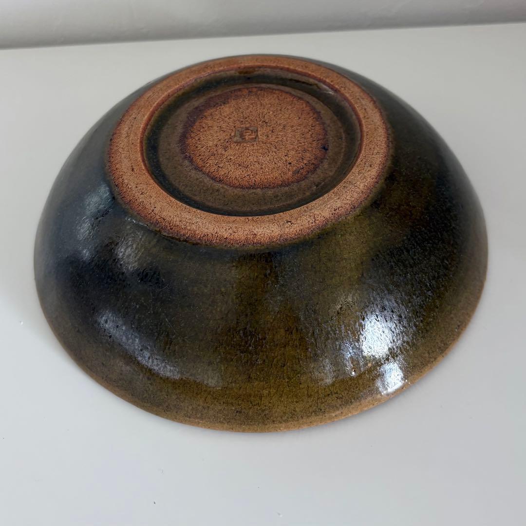 作家もの　樂久登窯　ペア　菊紋　丸深皿