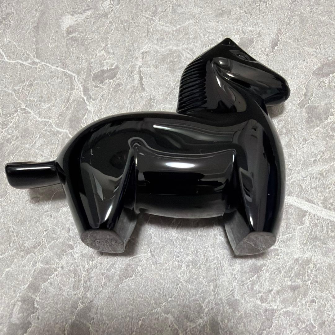 【希少】バカラ 干支 午 馬 ブラッククリスタル フィギュリン 置物 特注品 黒