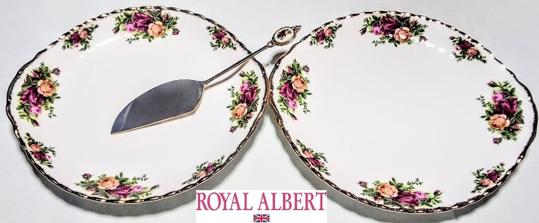 大人気ブランド食器(ロイヤルアルバートカントリーローズ大皿&ケーキサーバー)格安