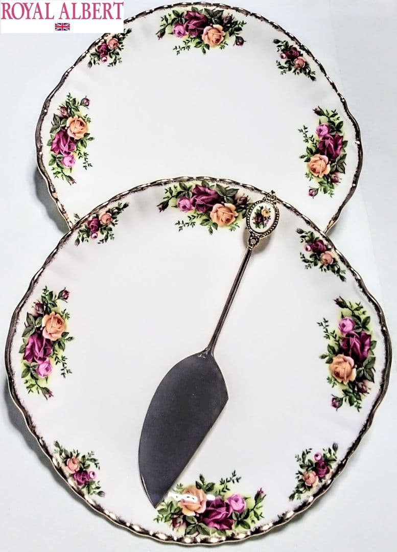 大人気ブランド食器(ロイヤルアルバートカントリーローズ大皿&ケーキサーバー)格安