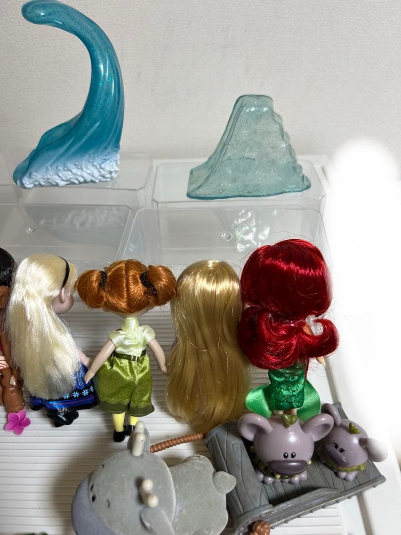 ディズニー、アニメータードール（ミニ）アナ、エルサ、モアナのお人形、小物