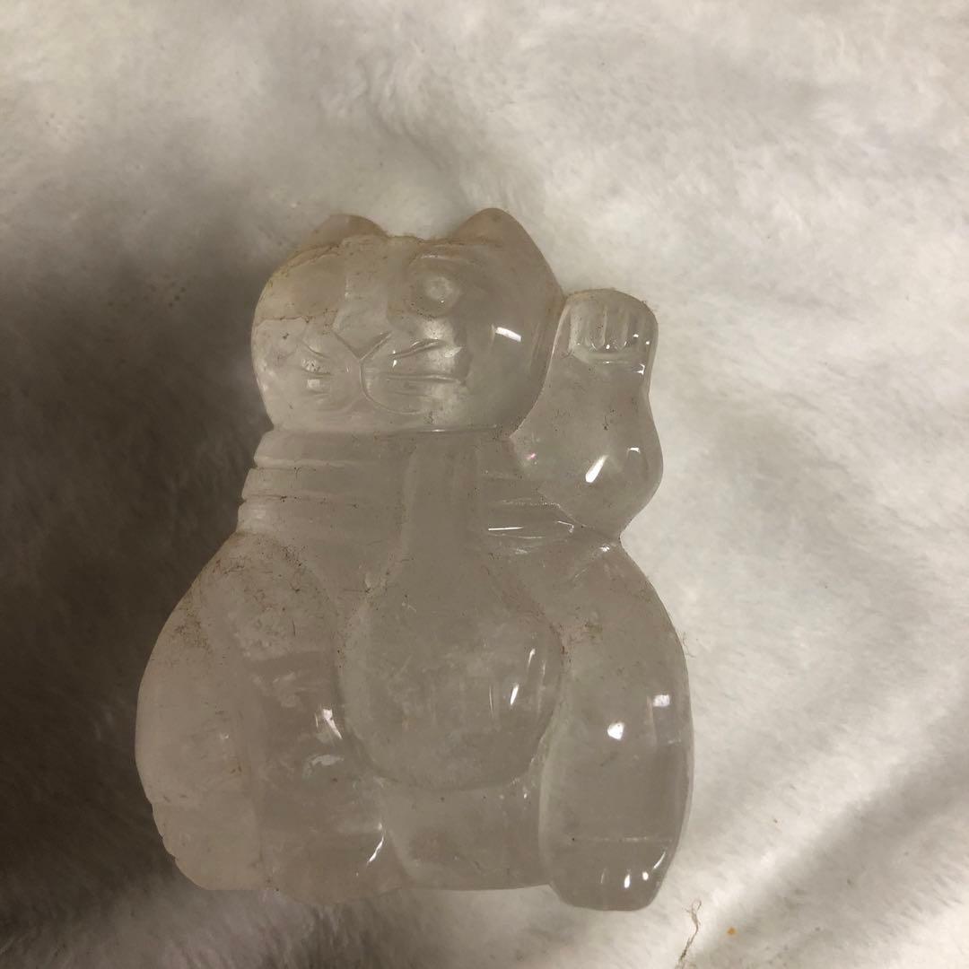 招き猫　タイガーアイ　ローズクォーツ・クリスタル置物セット　まとめ売り