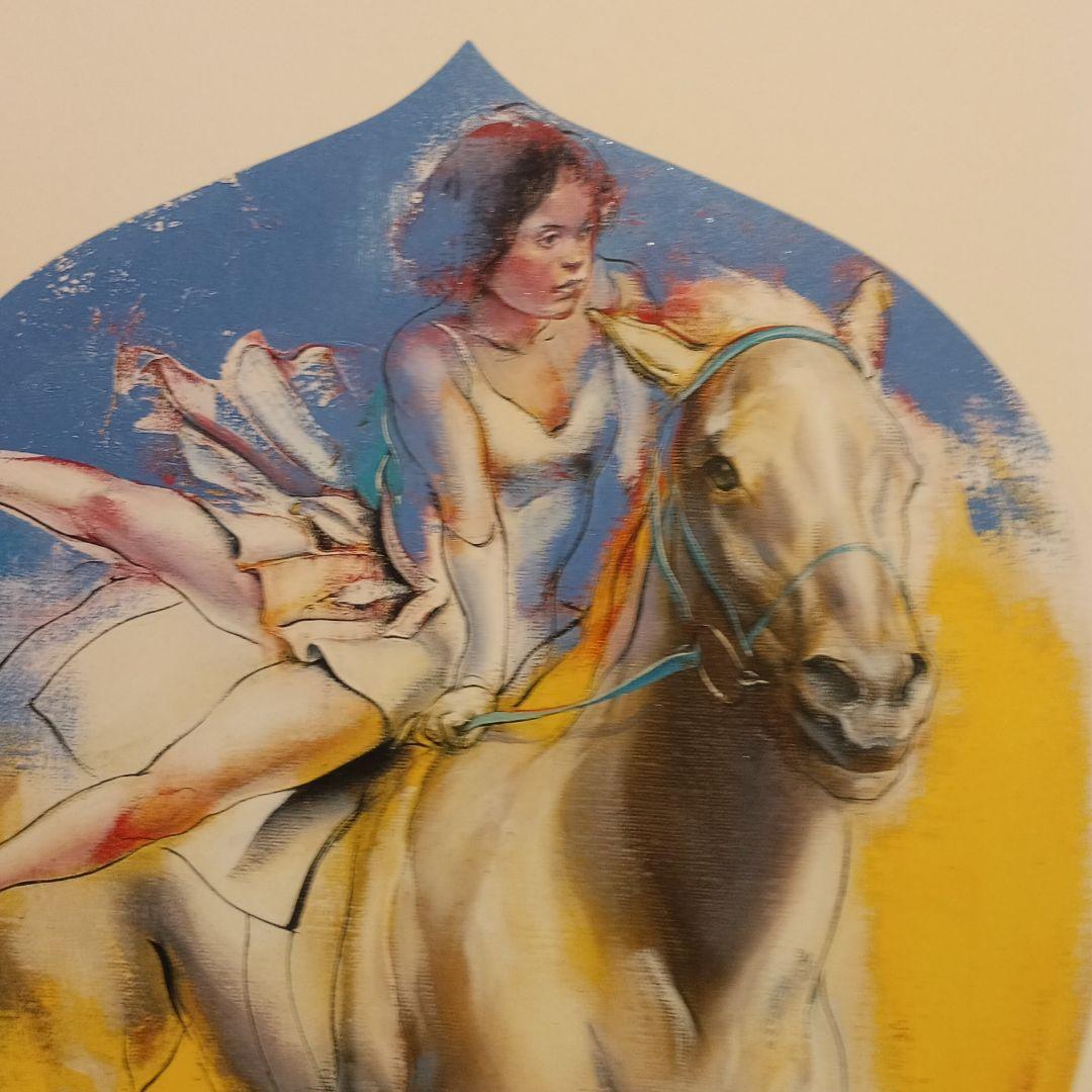 ​【薬師寺奉賛会 記念品】散華額 壁掛け 2枚セット（馬・百合）木製掛け軸棒付き