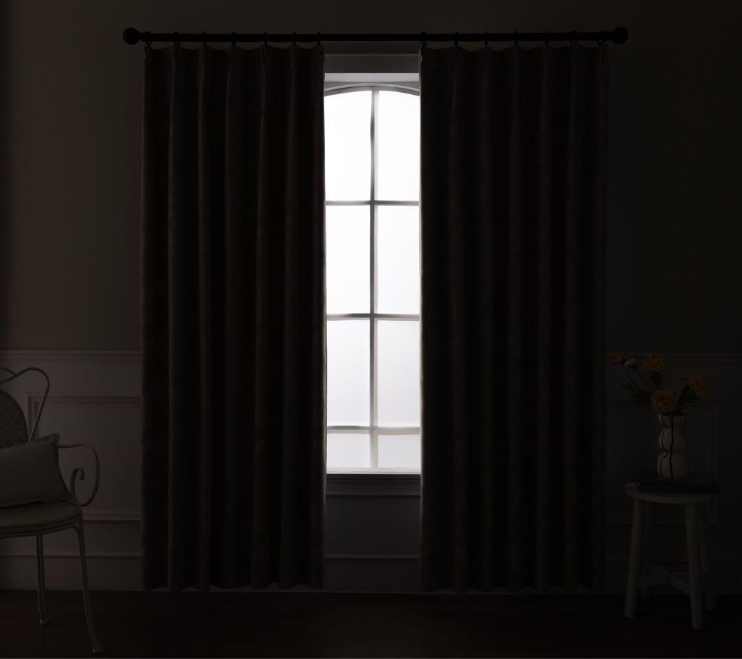 【ホテルライク／2枚セット】菱格デザイン高級カーテン遮光99％極上なめらか質感