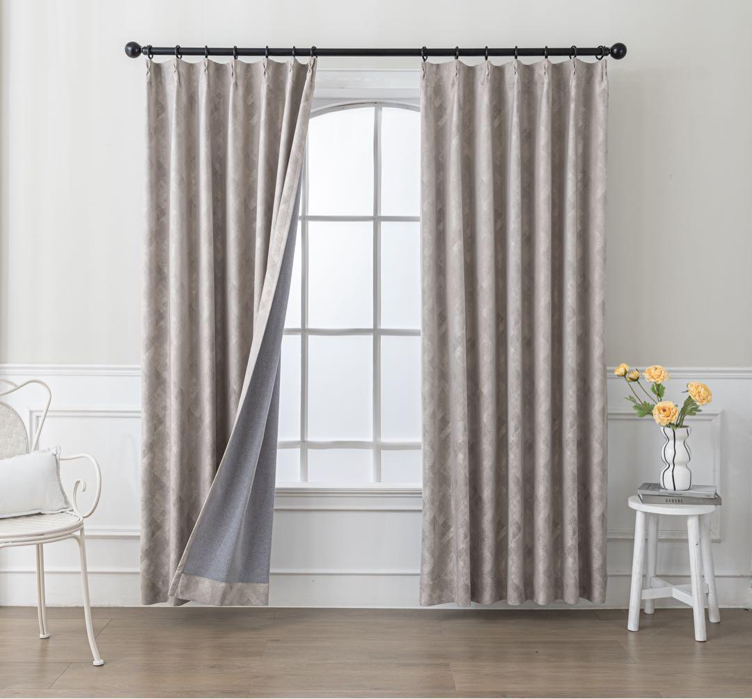 【ホテルライク／2枚セット】菱格デザイン高級カーテン遮光99％極上なめらか質感