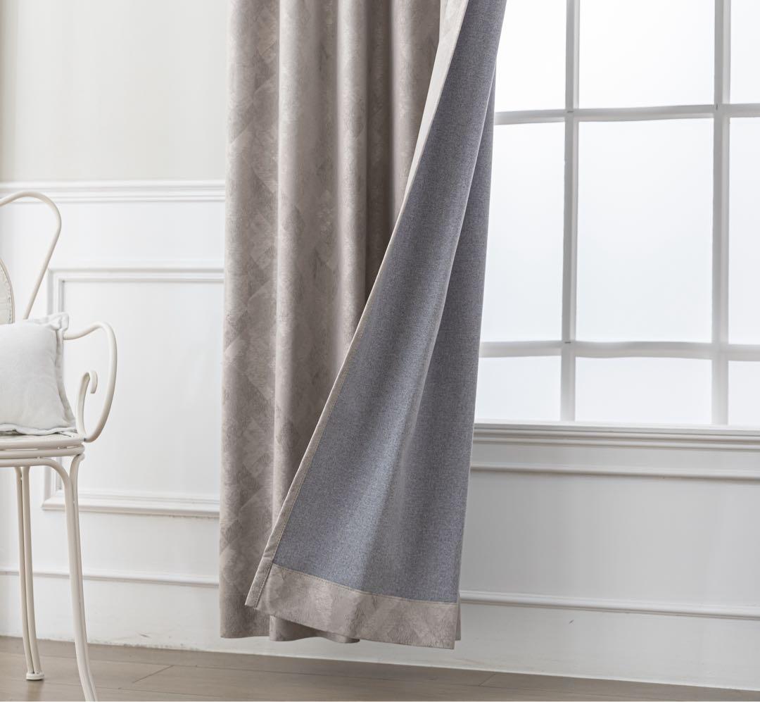 【ホテルライク／2枚セット】菱格デザイン高級カーテン遮光99％極上なめらか質感