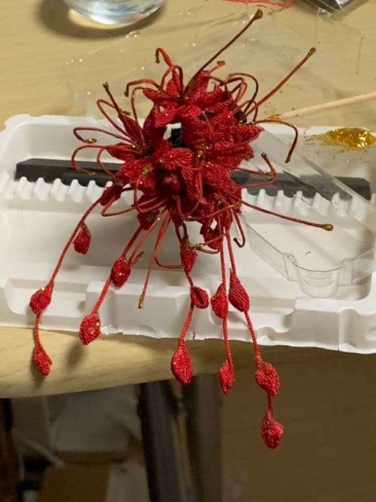 彼岸花・曼珠沙華　髪飾り② 簪　ドール用　つまみ細工　ハンドメイド　御注文ページ