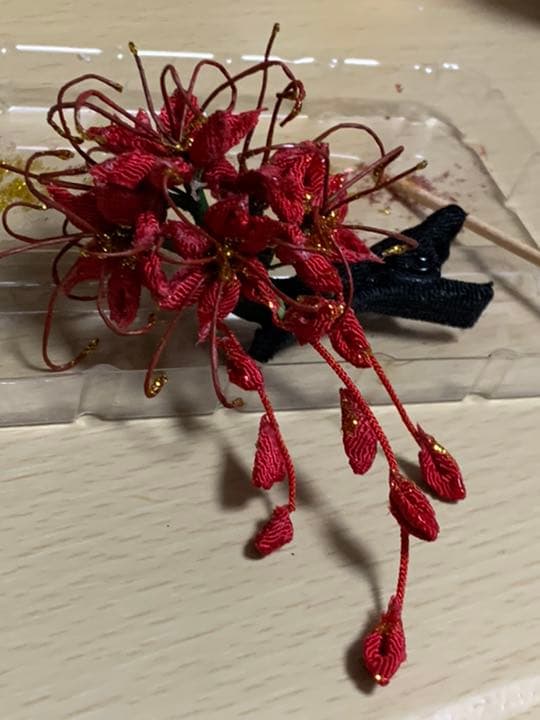 彼岸花・曼珠沙華　髪飾り② 簪　ドール用　つまみ細工　ハンドメイド　御注文ページ