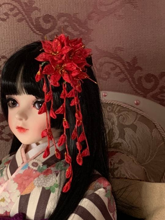 彼岸花・曼珠沙華　髪飾り② 簪　ドール用　つまみ細工　ハンドメイド　御注文ページ