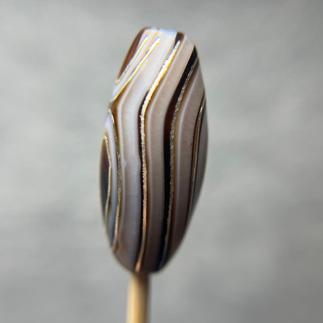 hatachu瑪瑙　天然三眼銀線天珠