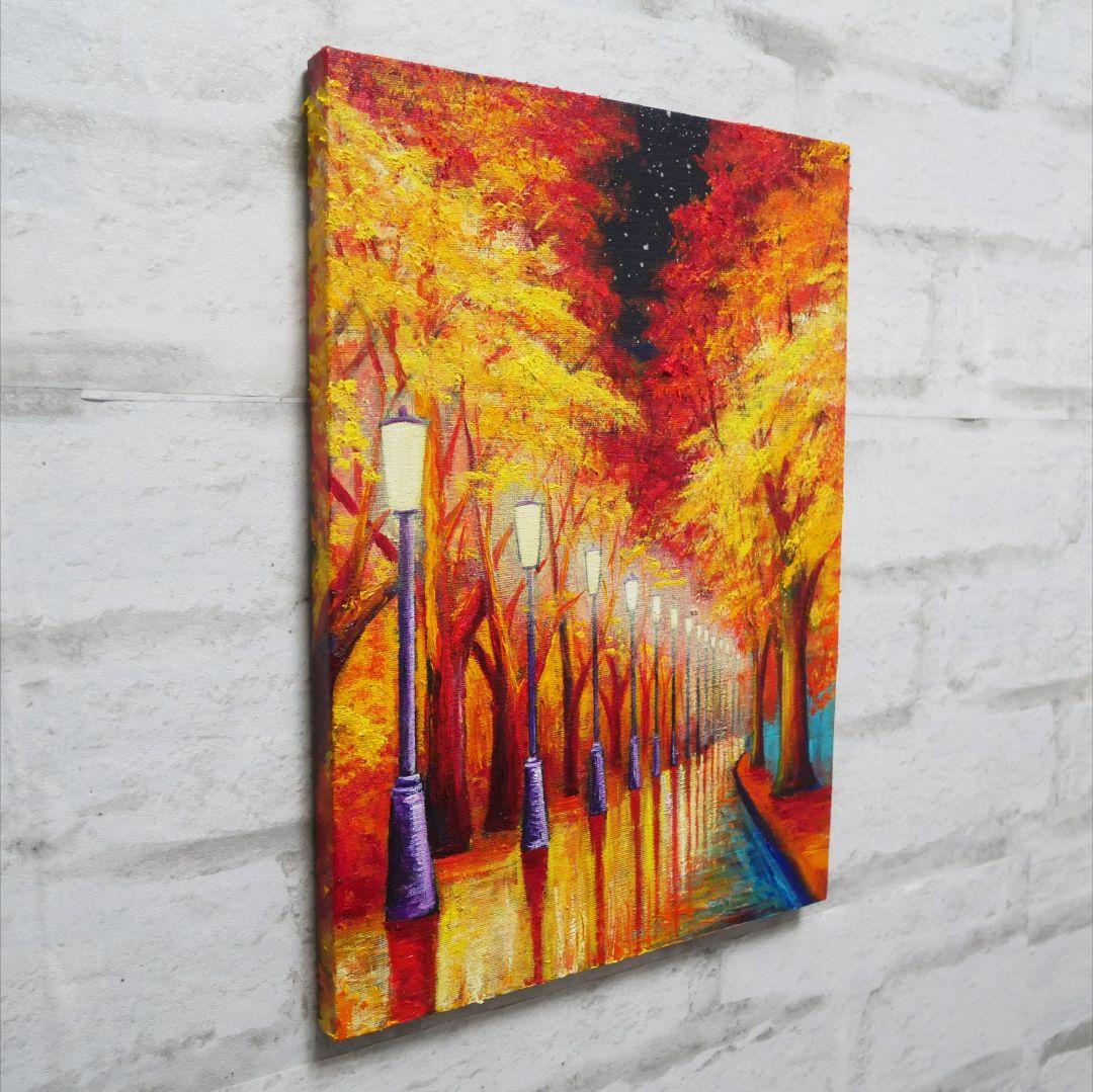油絵 油彩 油彩画 絵 絵画【夜の秋】