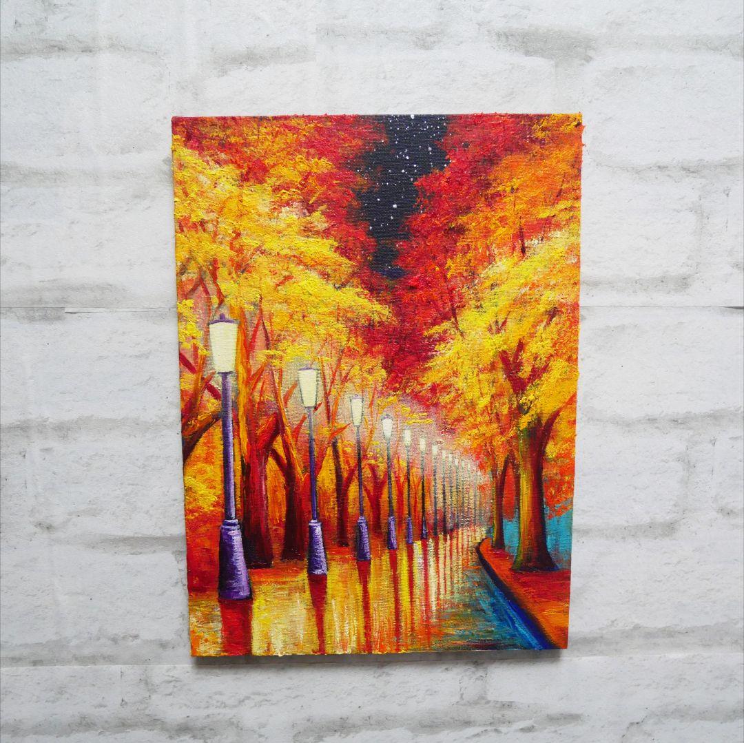 油絵 油彩 油彩画 絵 絵画【夜の秋】