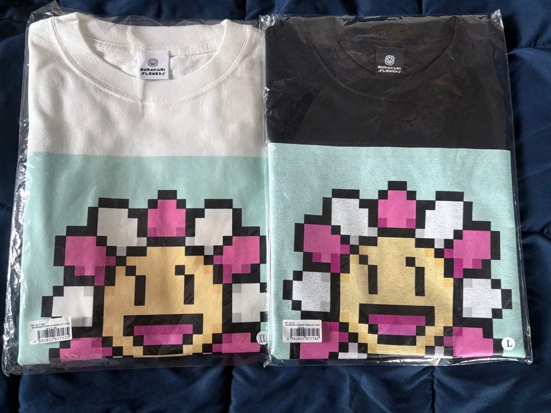 村上隆ドットフラワーロングTシャツ ホワイト &ブラック L / XXL