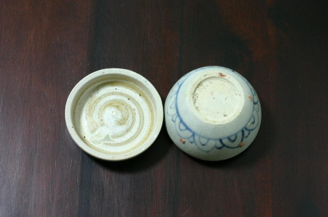 ベトナム陶器　染付合子　海上がり陶器　アンティーク　香合　ホイアン難破船
