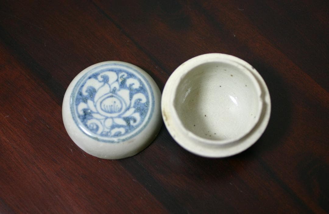 ベトナム陶器　染付合子　海上がり陶器　アンティーク　香合　ホイアン難破船