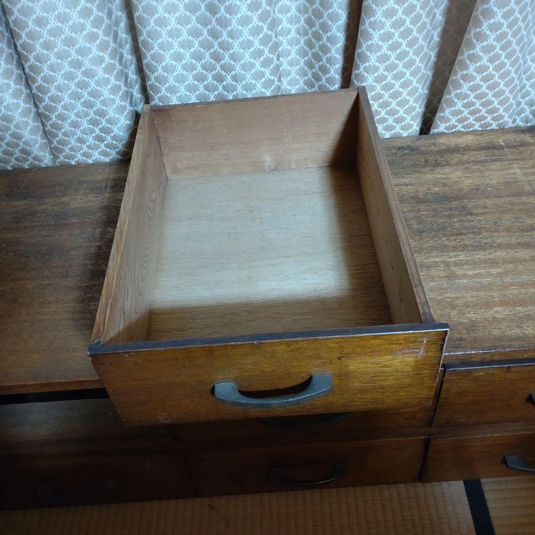 レトロ　ローチェスト　引出し8個　148×48×H36.5㎝ 引出内高13.5㎝