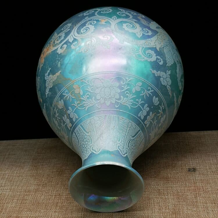 大明化成年制、天蓝釉の磁器、竜紋玉壺春瓶、磁器.磁器、骨董品コレクション