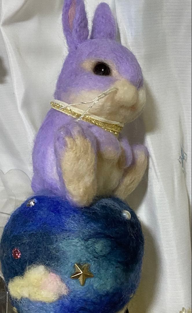 限定値下げ 羊毛フェルト うさぎ 宇宙 地球 オーナメント 飾り ハンドメイド