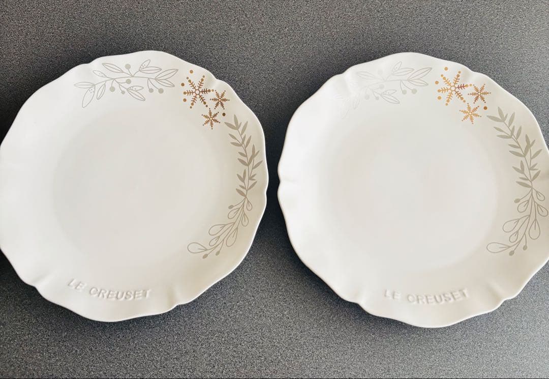 ルクルーゼ　エレガントフリル　プレート　25センチ　2個セット　コットン