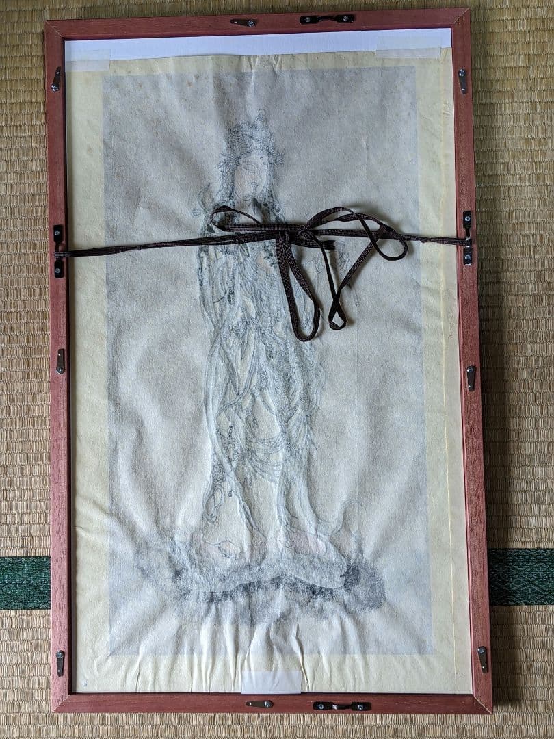 ♦仏画 雲上観音菩薩 書画 水墨画額入りコレクション 骨董品 アンティーク