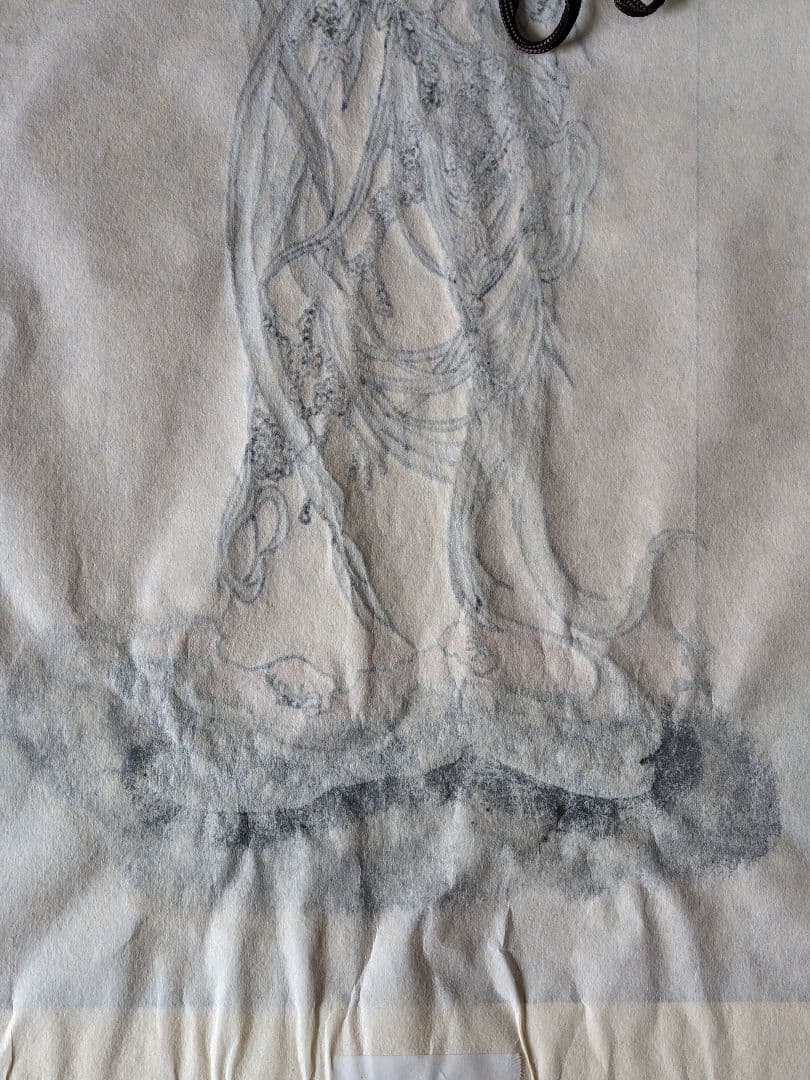 ♦仏画 雲上観音菩薩 書画 水墨画額入りコレクション 骨董品 アンティーク