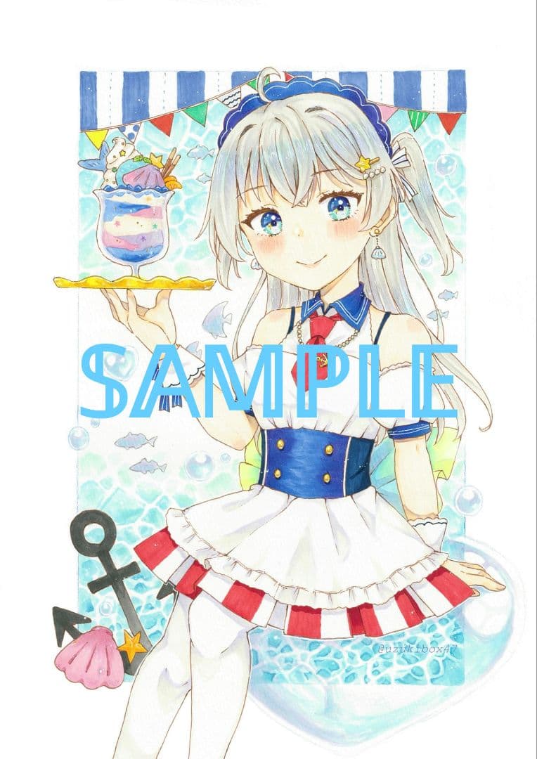手書きコピックイラスト額入り/夏色★サマーガール！