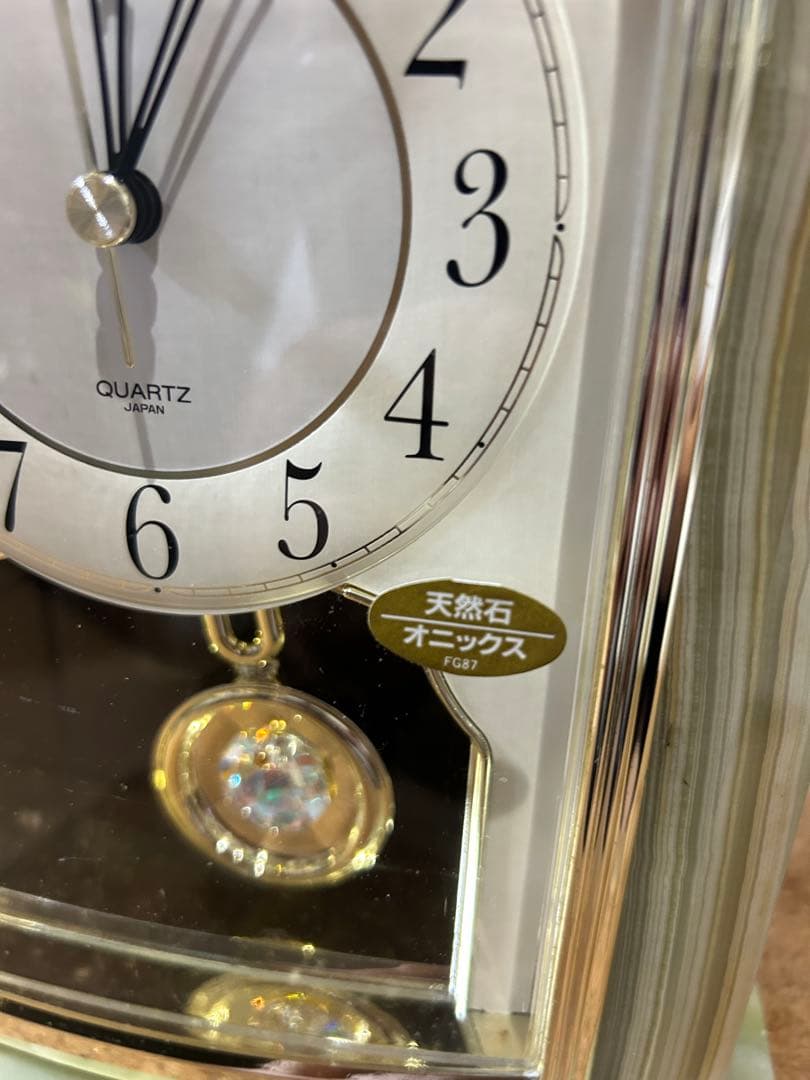 CITIZEN クォーツ 高級置時計 天然石オニックス