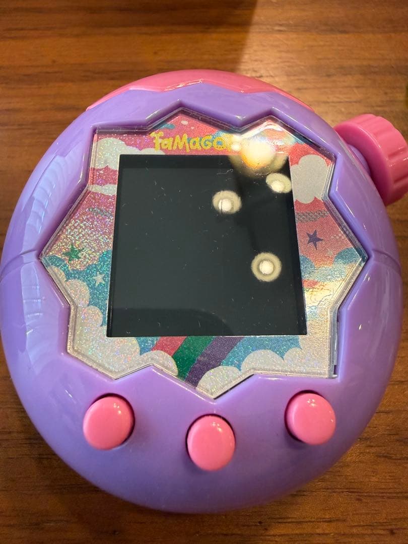 たまごっちパラダイス パープルスカイ　ネックストラップ　ケース　保護フィルム貼付