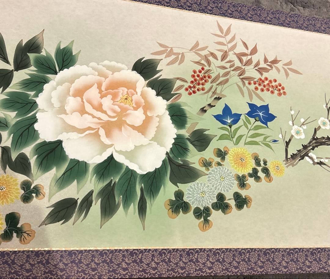 未使用訳あり　日本画　額装　横長大型　黒123cm 書道　和額　和風インテリア