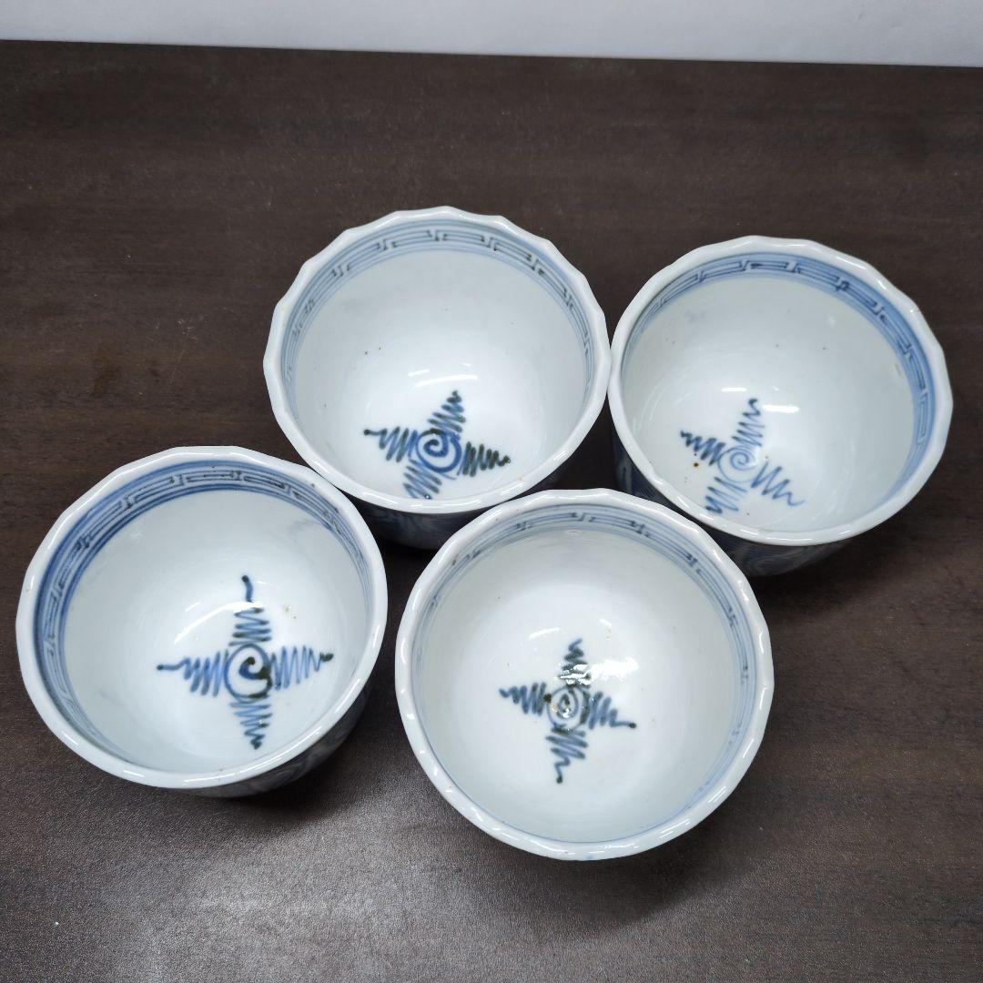 古伊万里 染付 牡丹文 向付 五客＆染付 よろけ文 向付 四客