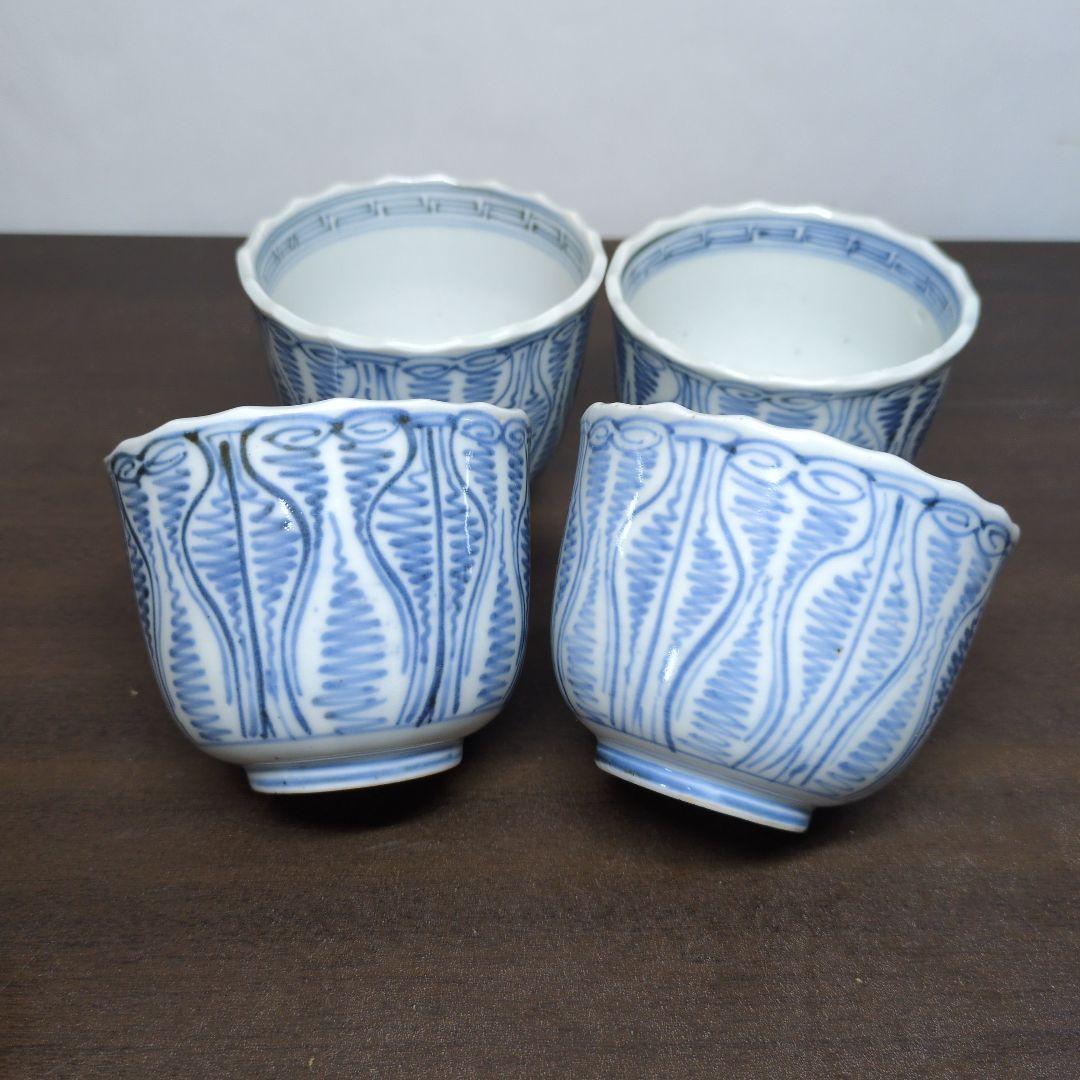 古伊万里 染付 牡丹文 向付 五客＆染付 よろけ文 向付 四客