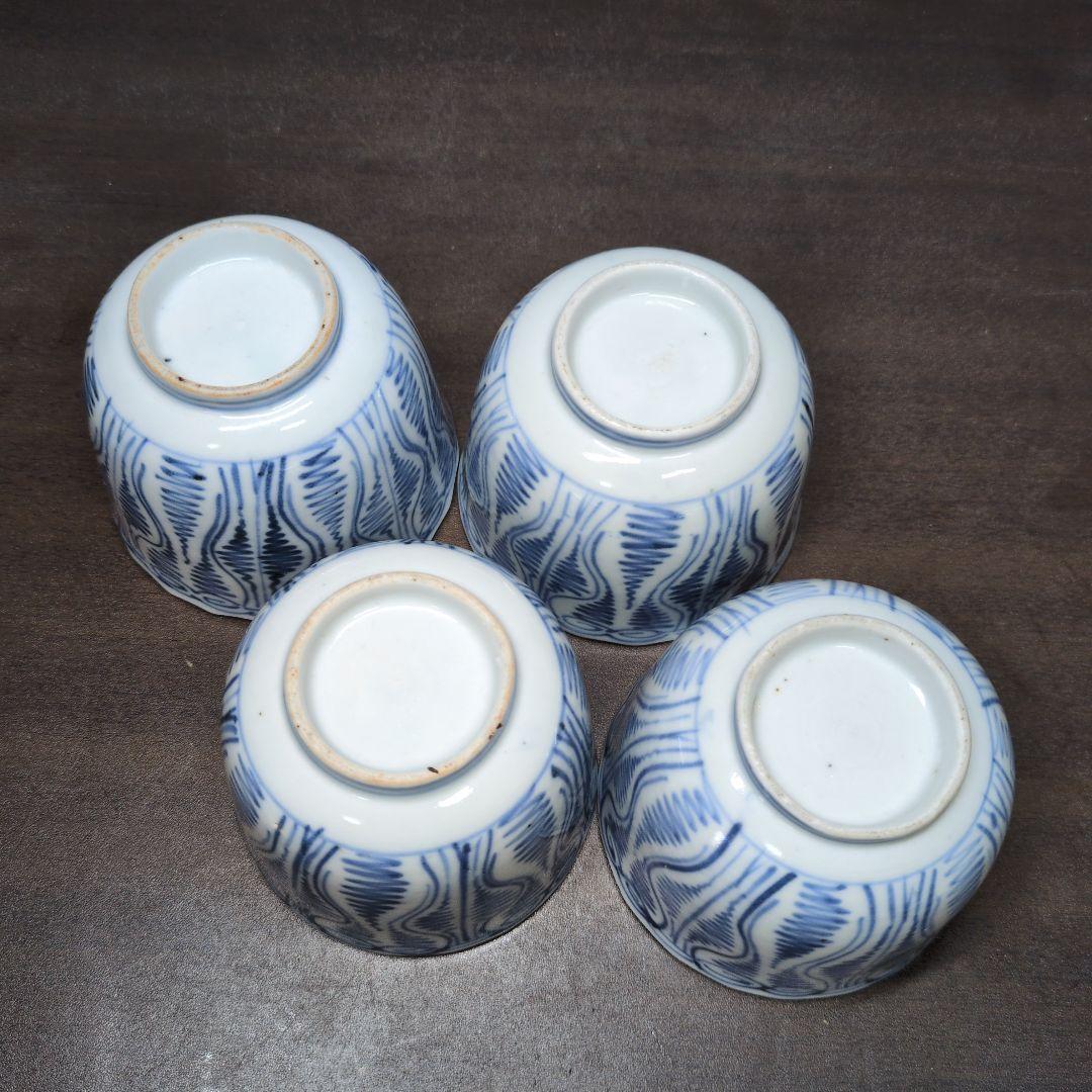 古伊万里 染付 牡丹文 向付 五客＆染付 よろけ文 向付 四客