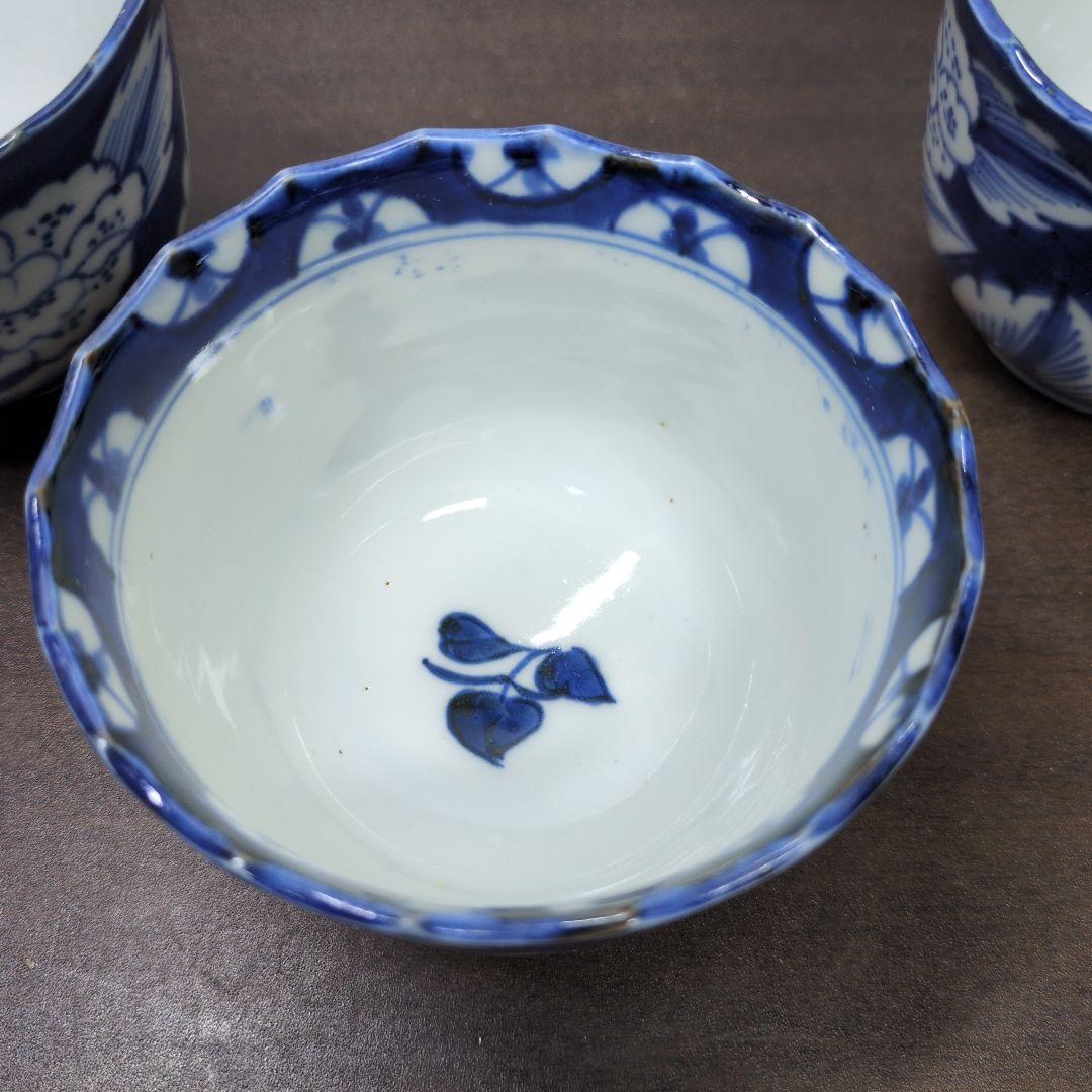 古伊万里 染付 牡丹文 向付 五客＆染付 よろけ文 向付 四客