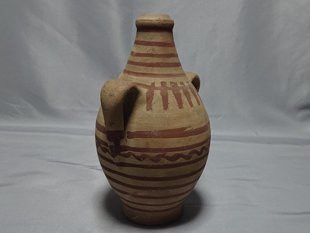コレクター収集品　南米　プレ インカ文化　釉陶 双耳 水注