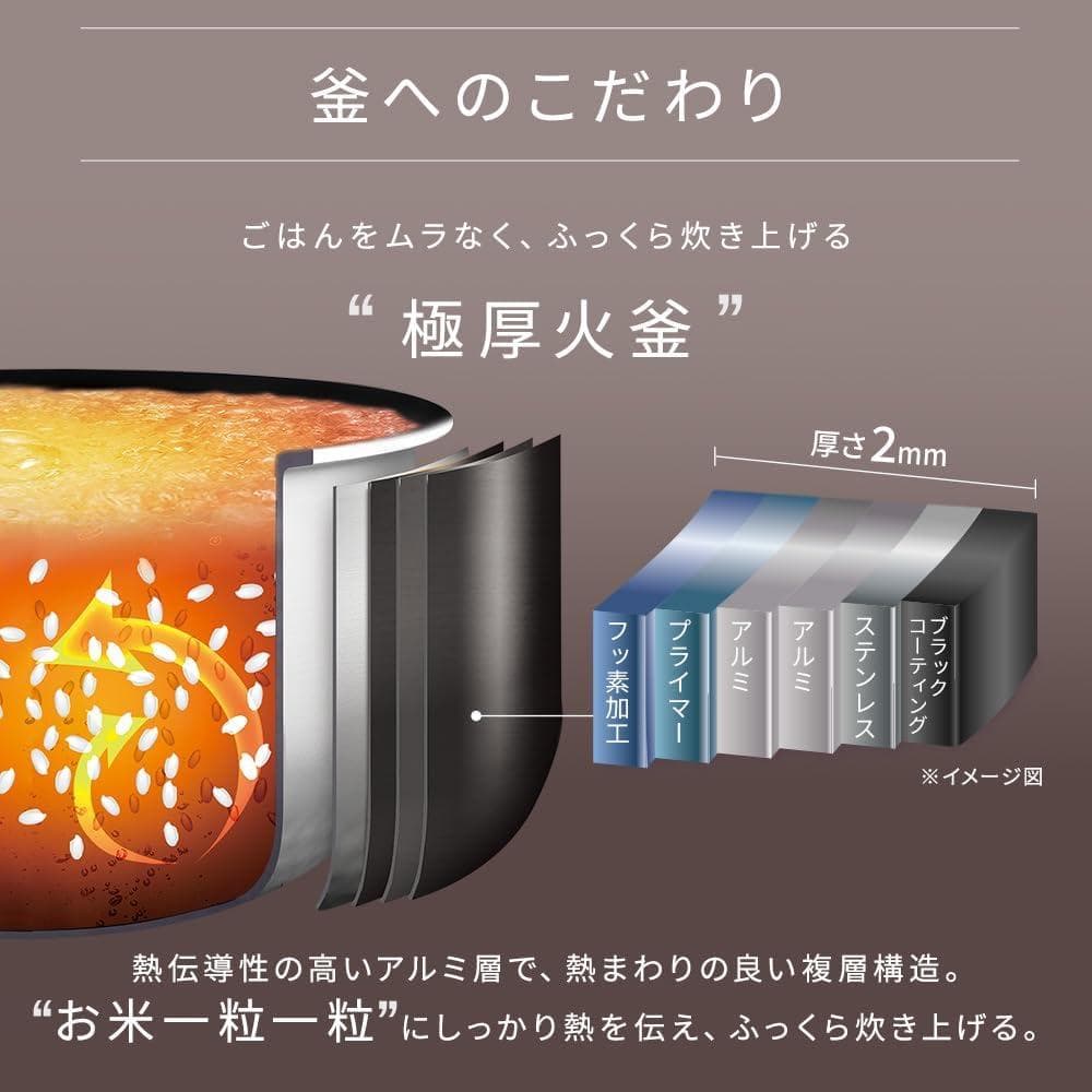 アイリスオーヤマ 炊飯器 5.5合 極厚火釜 IH式 RC-ISA50AZ-HA