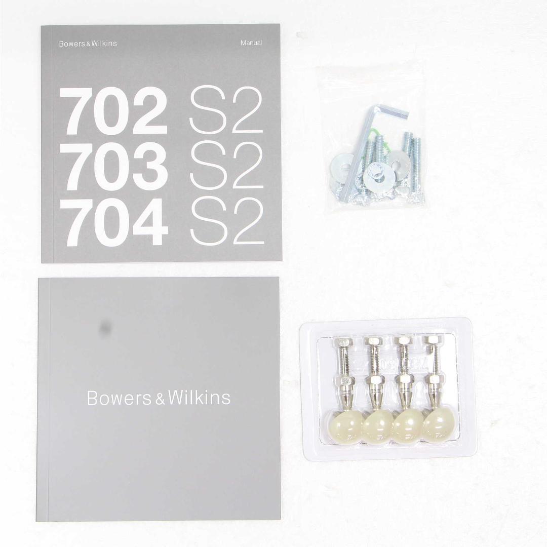 B&W 703S2 ピアノブラック／ペア　スピーカー本体良品、台座部分凹み傷あり