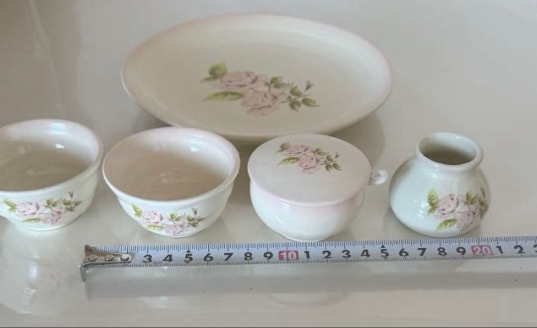 イマンダイアナローズ浪漫和陶器珍味2個＆薬味＆楊枝＆6寸皿