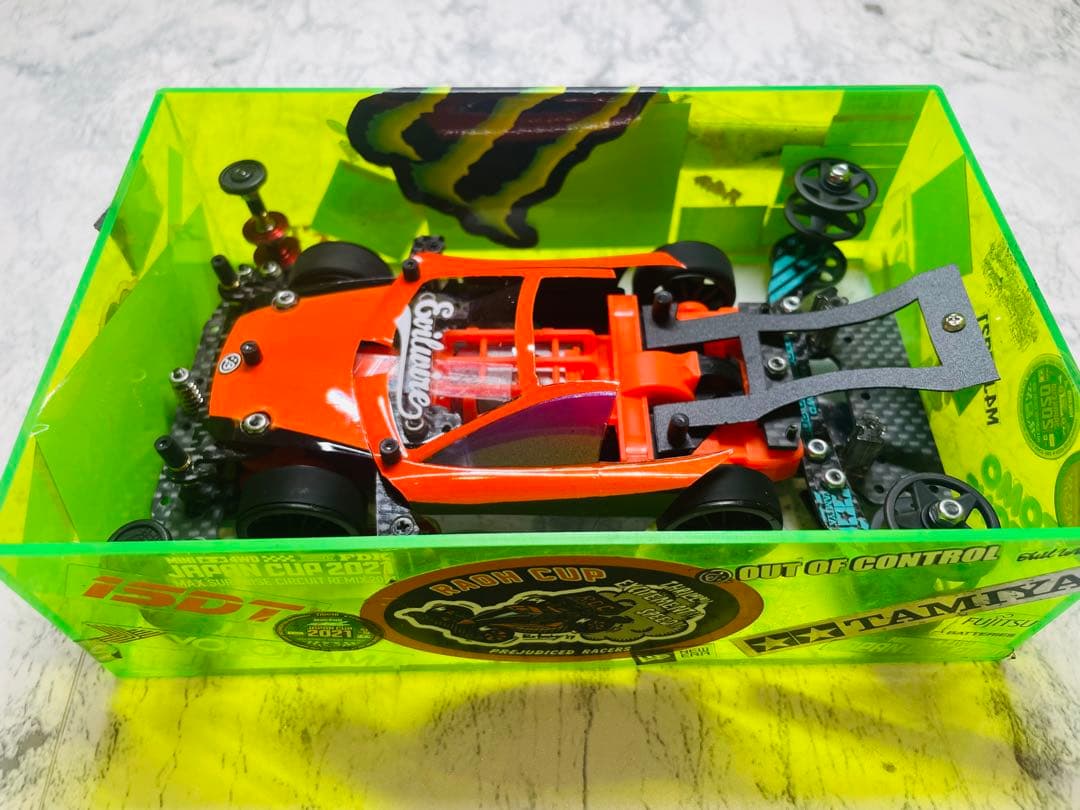 ミニ四駆　MSスギヤマ式フレキ　V字カット鳥居残し　１軸ATスラダン１軸アンカー