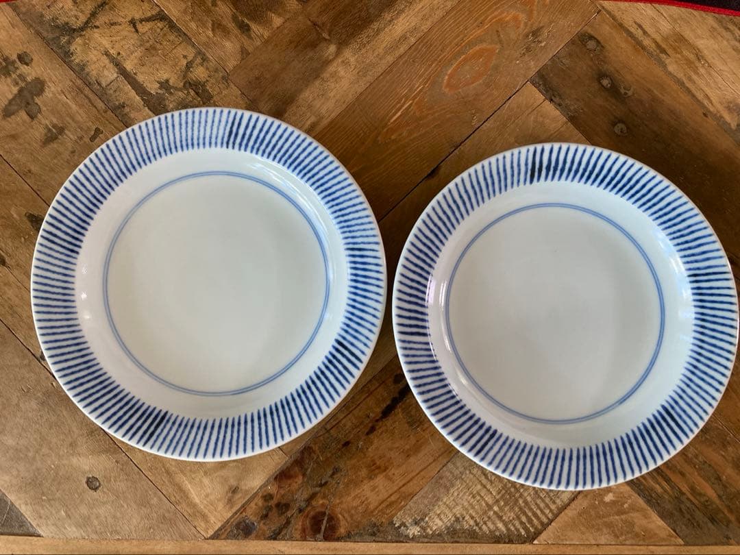 砥部焼　中田窯　リム皿 刷毛目6.6寸　リム皿6寸3枚セット