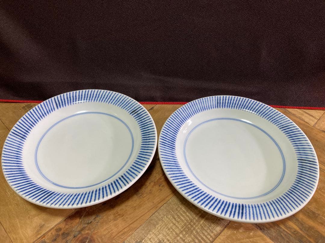 砥部焼　中田窯　リム皿 刷毛目6.6寸　リム皿6寸3枚セット