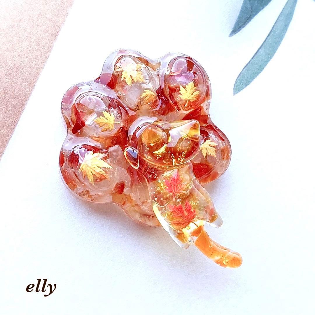 【sawasawa様】1484.天然石　琉球ガラス　金木犀　おすわり猫　レジン