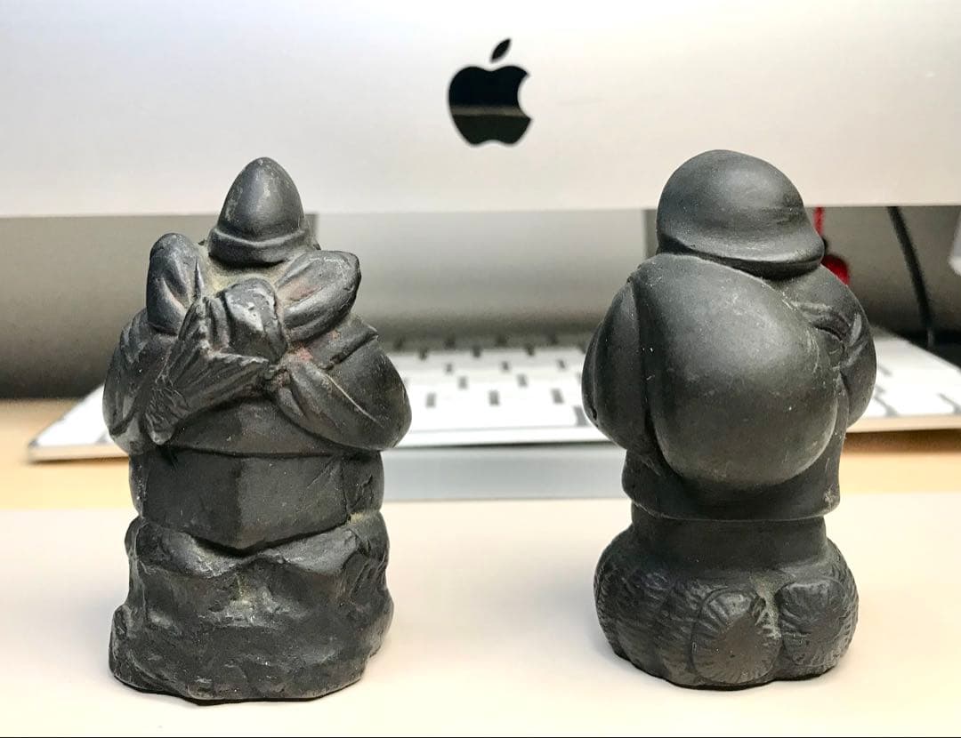美品 恵比寿天と大黒天 置物 金属