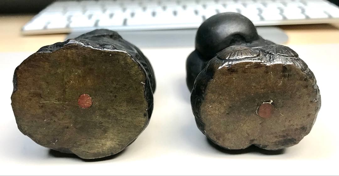 美品 恵比寿天と大黒天 置物 金属