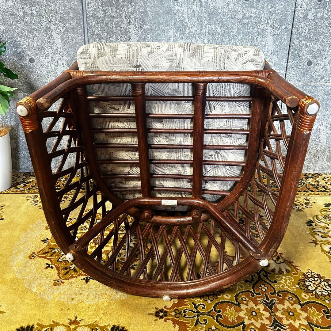 rose꧁籐素材꧂クッション付ラタンアームソファ&ガラステーブルセット