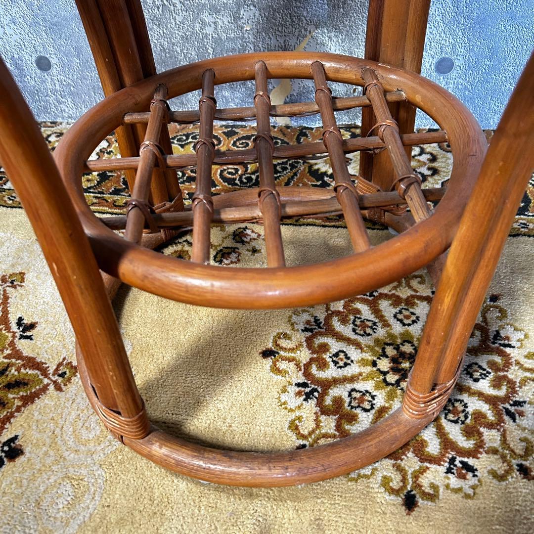 rose꧁籐素材꧂クッション付ラタンアームソファ&ガラステーブルセット