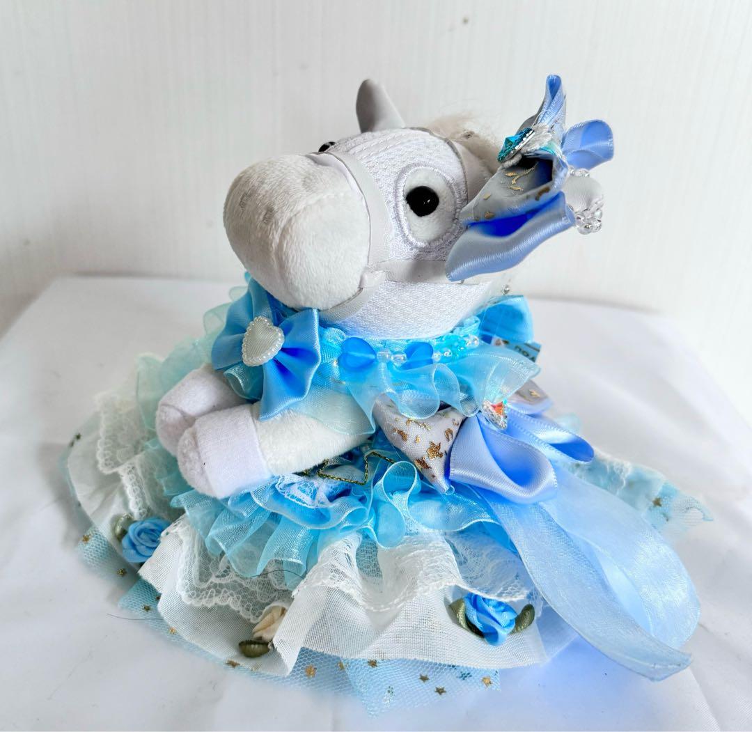 ハンドメイド アイドルホースの ぬいぐるみ ドレス風 青