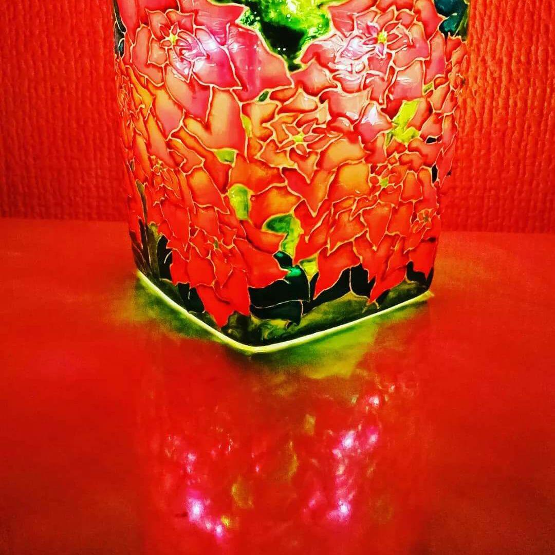 【再販】冬 ポインセチアのキャンドルホルダー