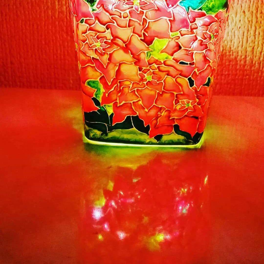 【再販】冬 ポインセチアのキャンドルホルダー