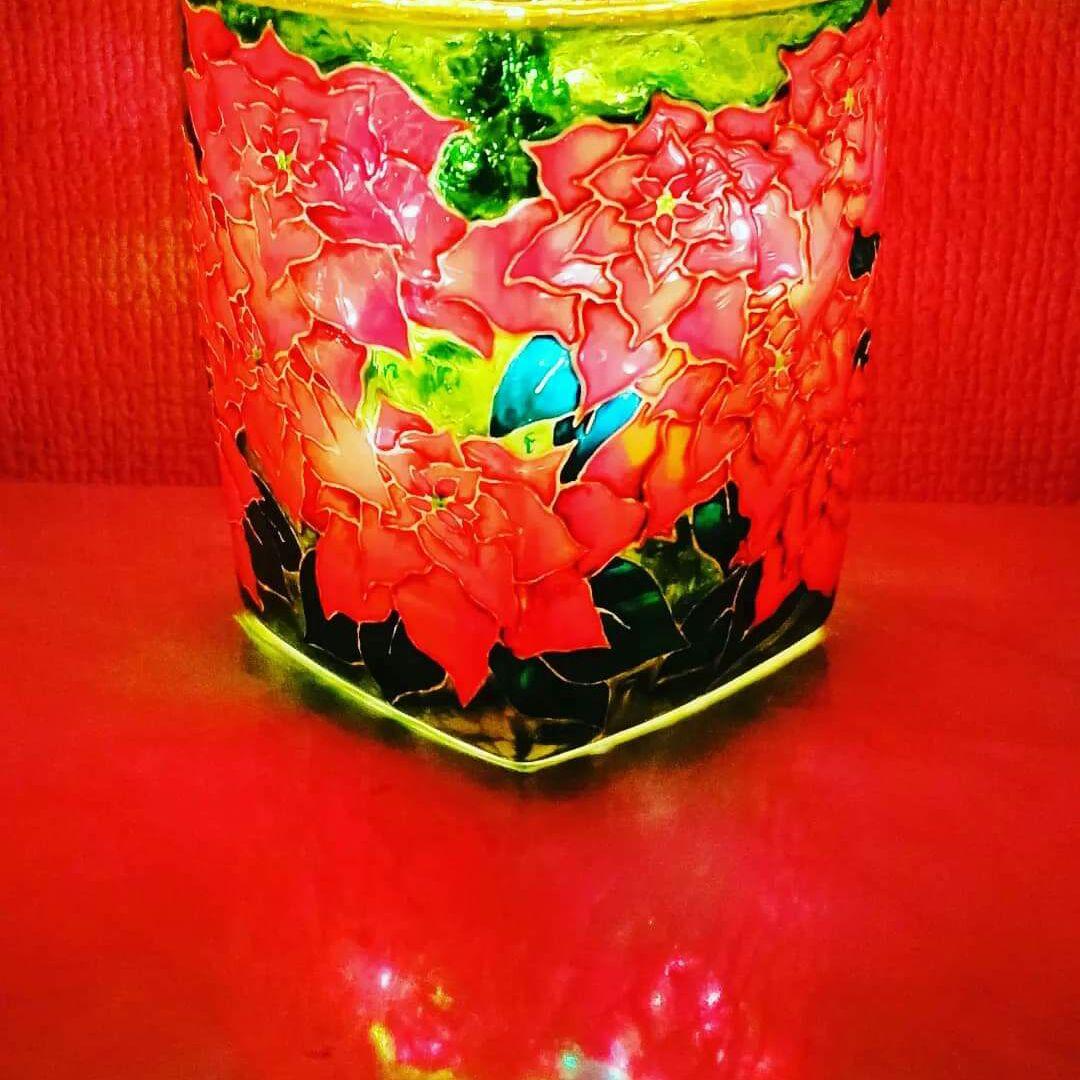 【再販】冬 ポインセチアのキャンドルホルダー